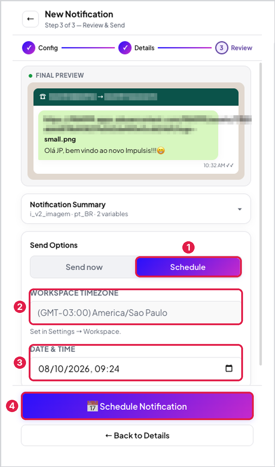 Etapa Review com Schedule