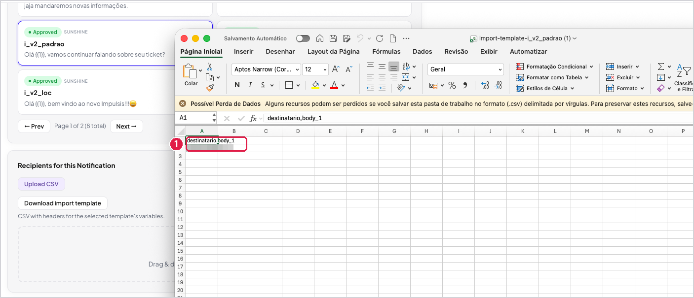 Modelo de CSV