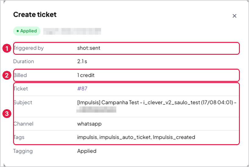 Criação de ticket